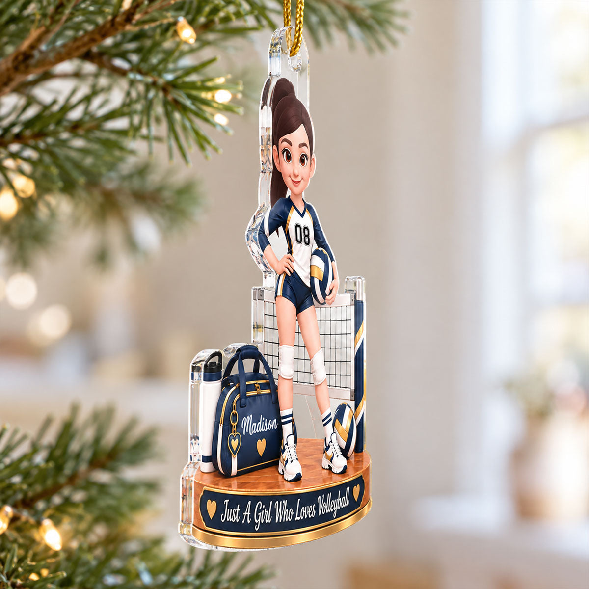 Just a Girl Who Loves Volleyball - Personalized Acrylic Ornament - Christmas Gift for Daughter, Granddaughter