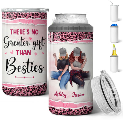 Selfie Besties Gift For Best Friends Personalized 4 In 1 Can Cooler