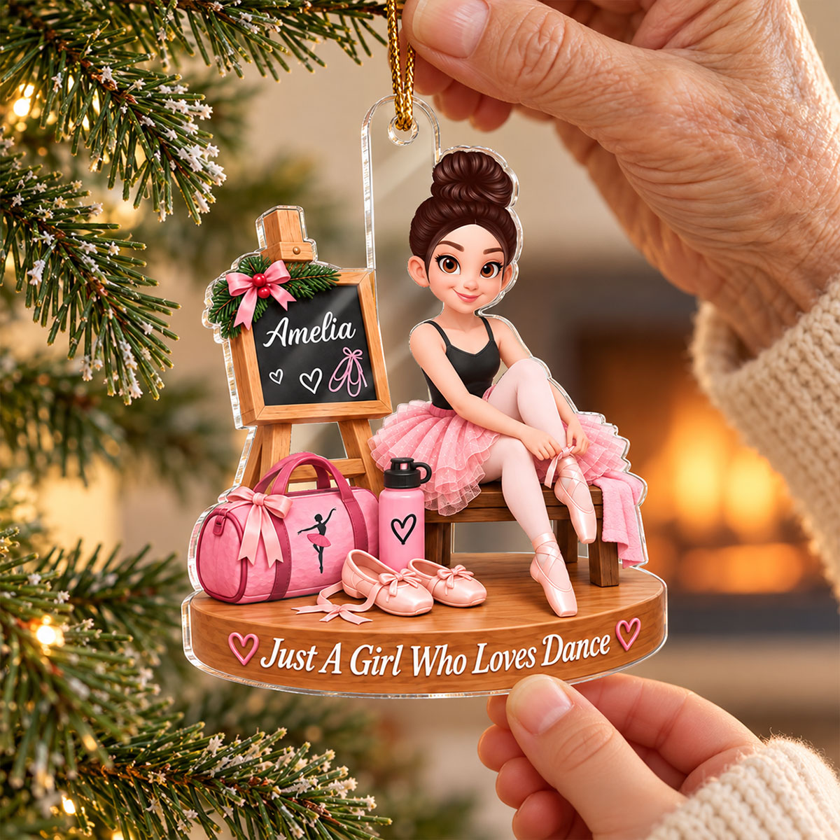 Custom Ballet Girl Name - Personalized Acrylic Ornament - Christmas Gift for Daughter, Granddaughter, Holiday Keepsake for Dancers