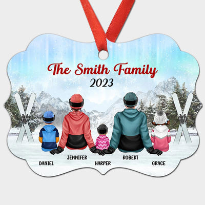 Family Sitting 2023 Skiing Christmas Personalized Christmas Ornament