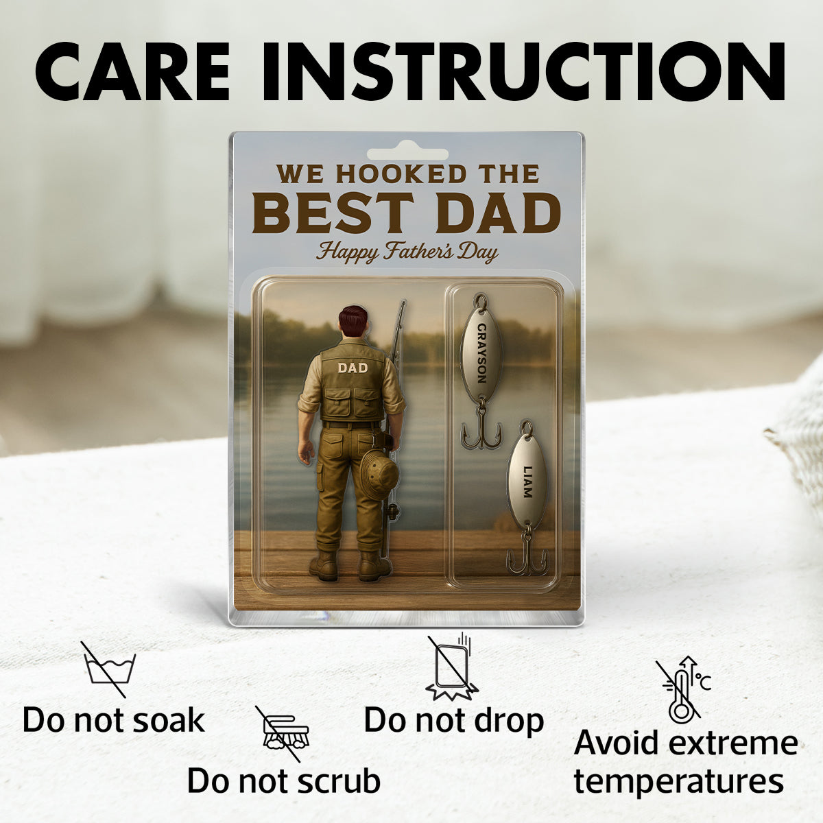 We Hooked The Best Dad Fishing With Kids' Names Custom Figure - Personalized Acrylic Block Plaque - Gift For Husband Dad Grandpa