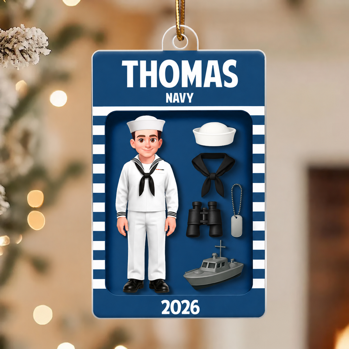 Navy Action Figure 3D Effect - Personalized Acrylic Ornament - Special Gift For Navy