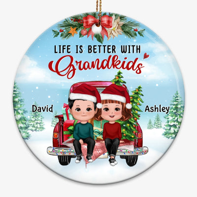 Better With Grandkids On Truck Personalized Circle Ornament