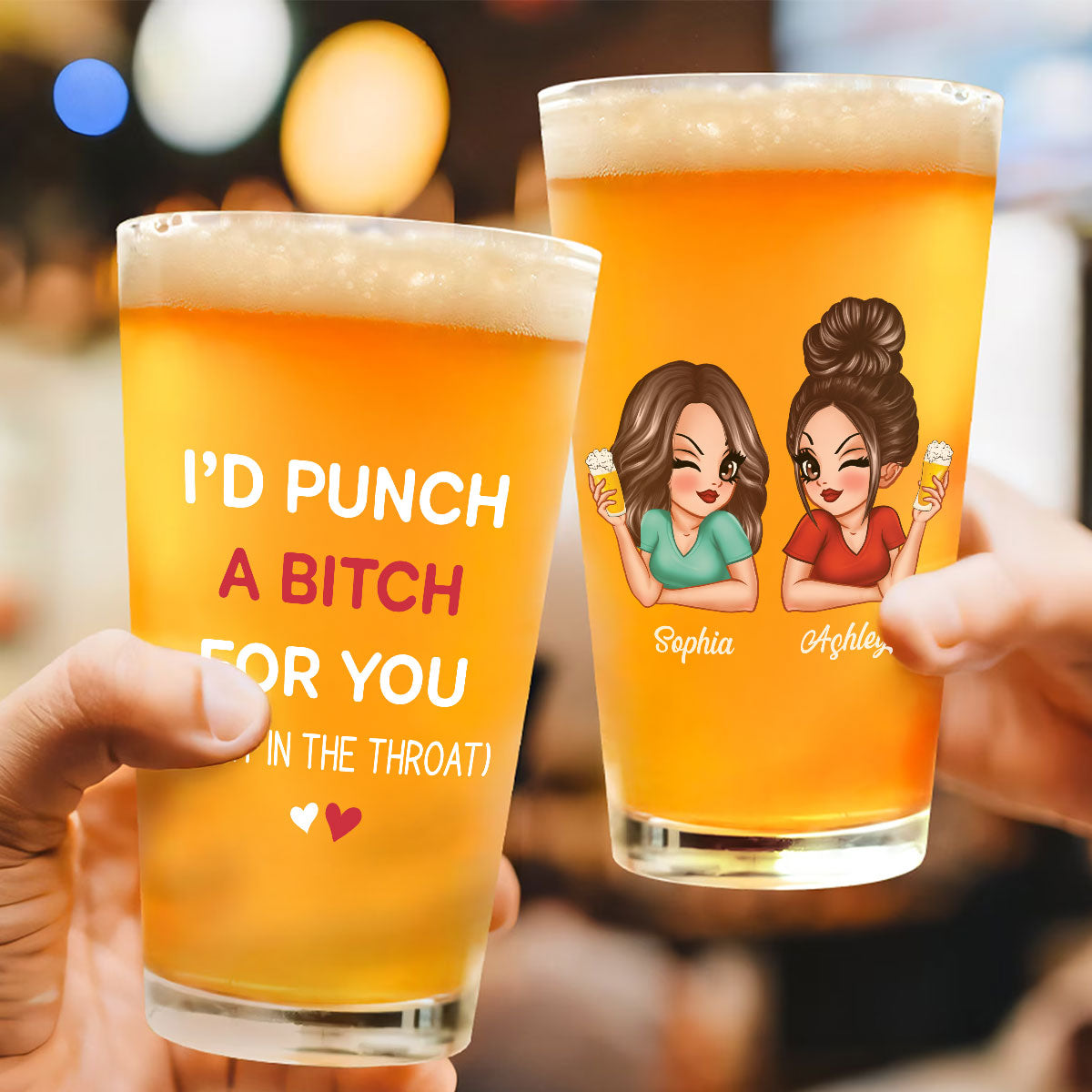 Are We Drunk Sassy Besties Personalized Beer Glass, Funny Birthday's Gift For Besties