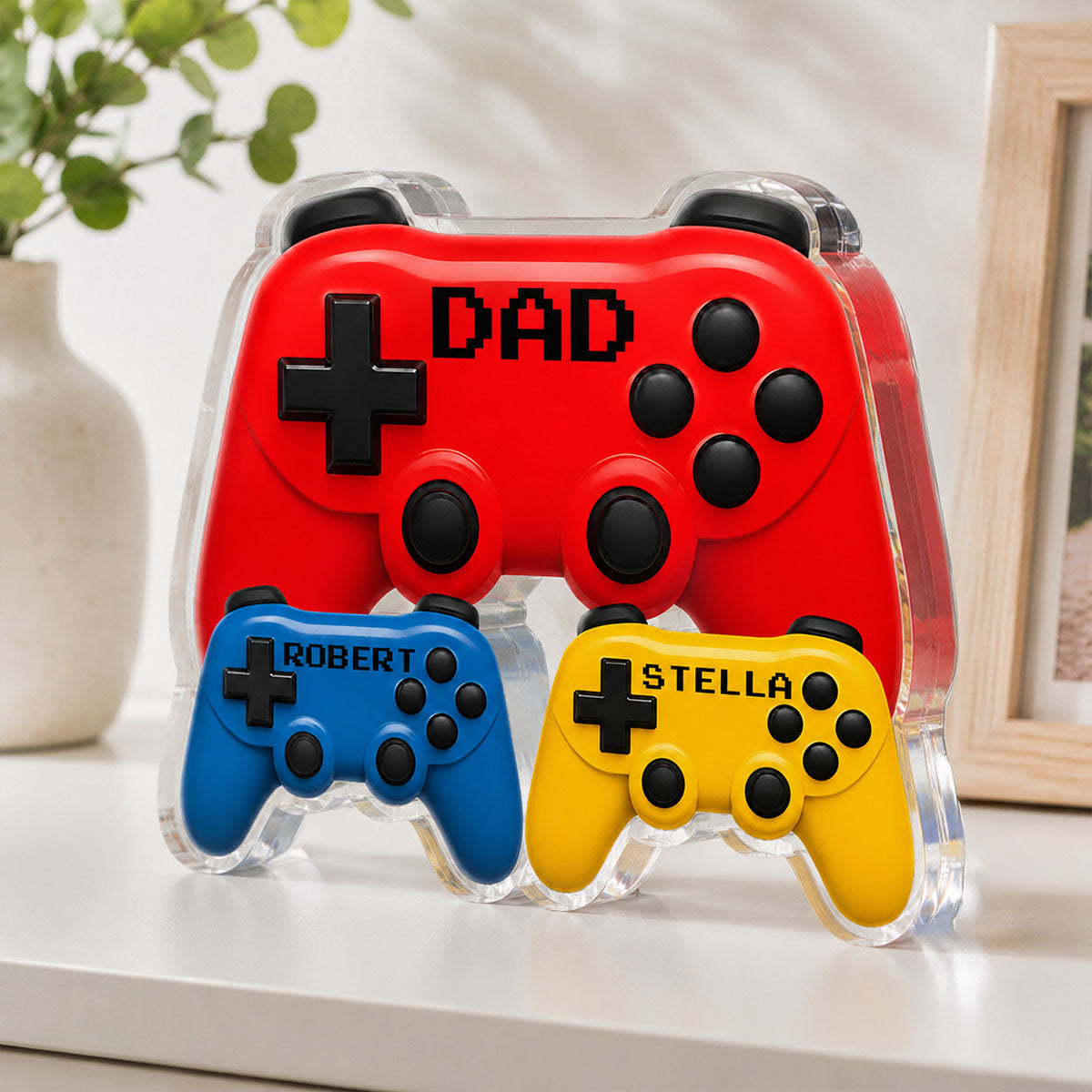 Gamer Dad Controllers - Personalized Acrylic Block Plaque - Father's Day Gift For Dad, Husband, Gamers