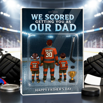 Hockey Dad We Scored Getting You As Our Dad - Personalized Acrylic Block Plaque - Father's Day Gift For Hockey Dad, Husband