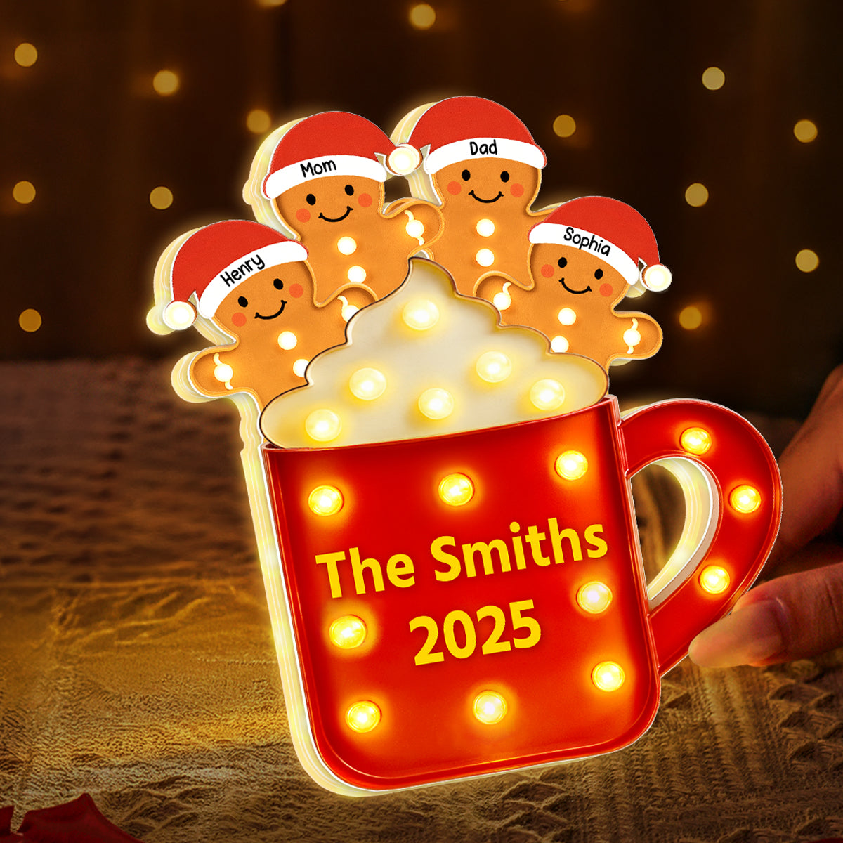 Personalized Gingerbread Christmas LED Light Box 2025