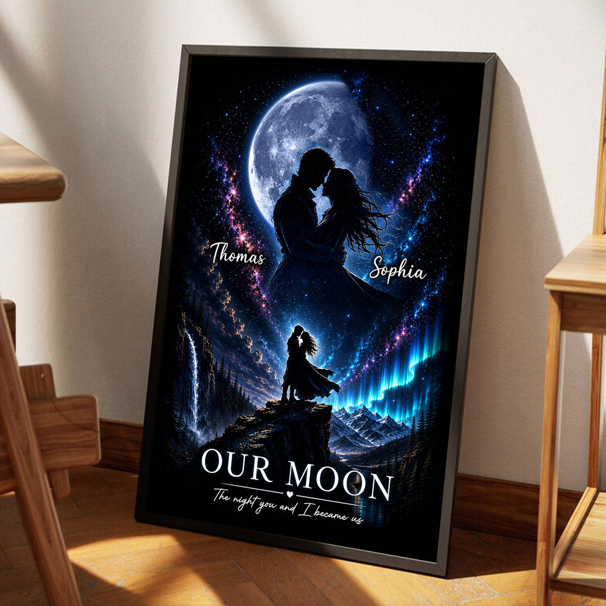The Night You and I Became Us Custom Moon Phase by Date - Personalized Poster - Anniversary Gift for Her, for Him