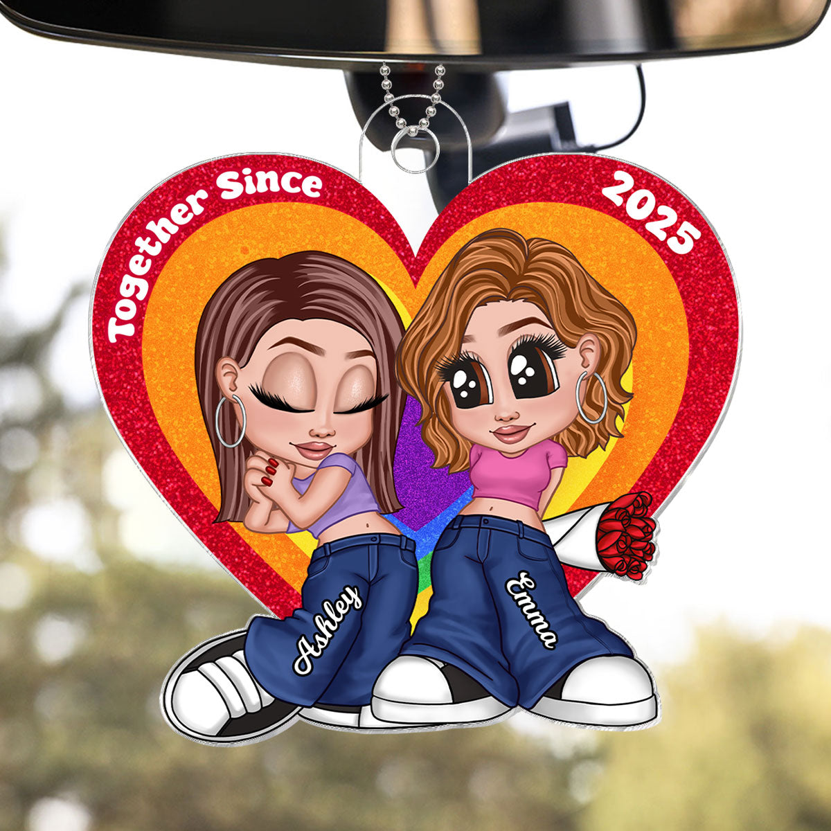 Y2K Style LGBT Couple Car Accessories Personalized Car Hanger Ornament