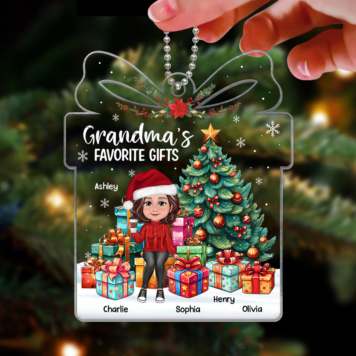 Grandma Mom Favorite Gifts Christmas Personalized Acrylic Ornament