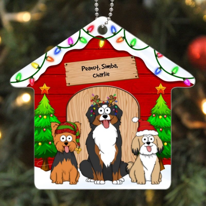 Funny Dogs Cartoon House Personalized Christmas Acrylic Ornament