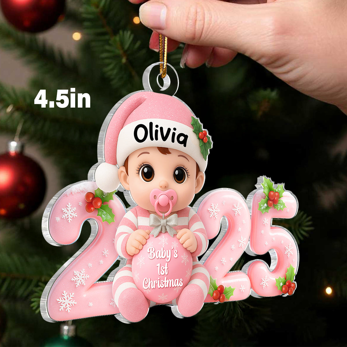 3D Effect Baby 1st Christmas 2025 - Personalized Acrylic Ornament - Heartwarming Christmas Gift For New Born, Baby