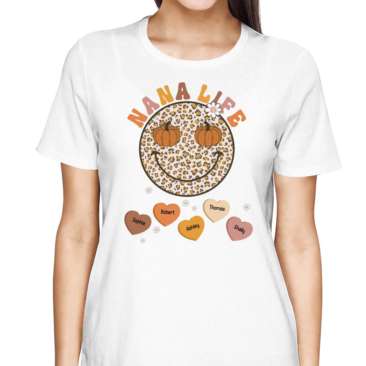 Fall Season Grandma Mom Smiley Face Personalized Shirt