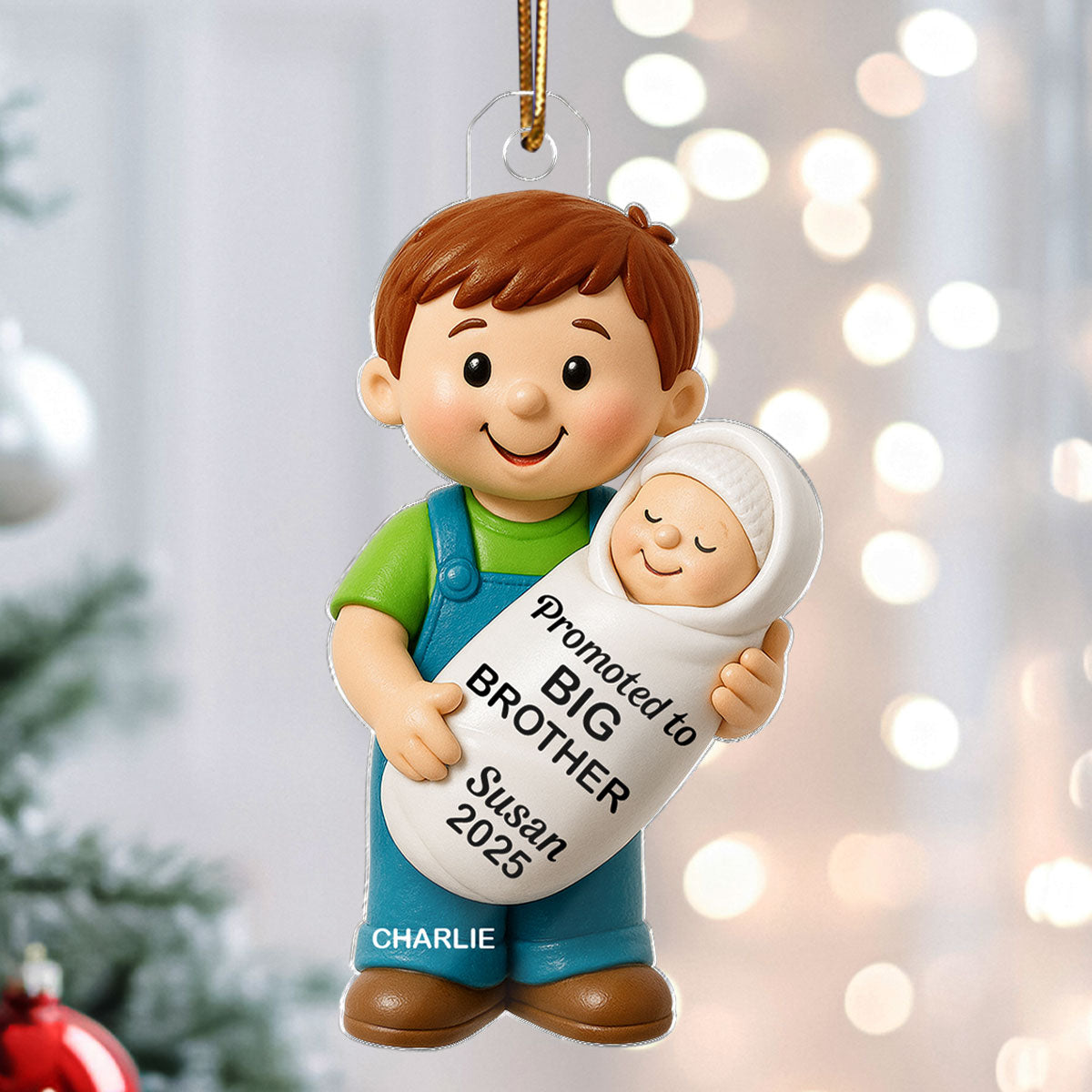 Promoted To Big Sister Big Brother Personalized Acrylic Ornament, New Big Brother, New Big Sister Gift