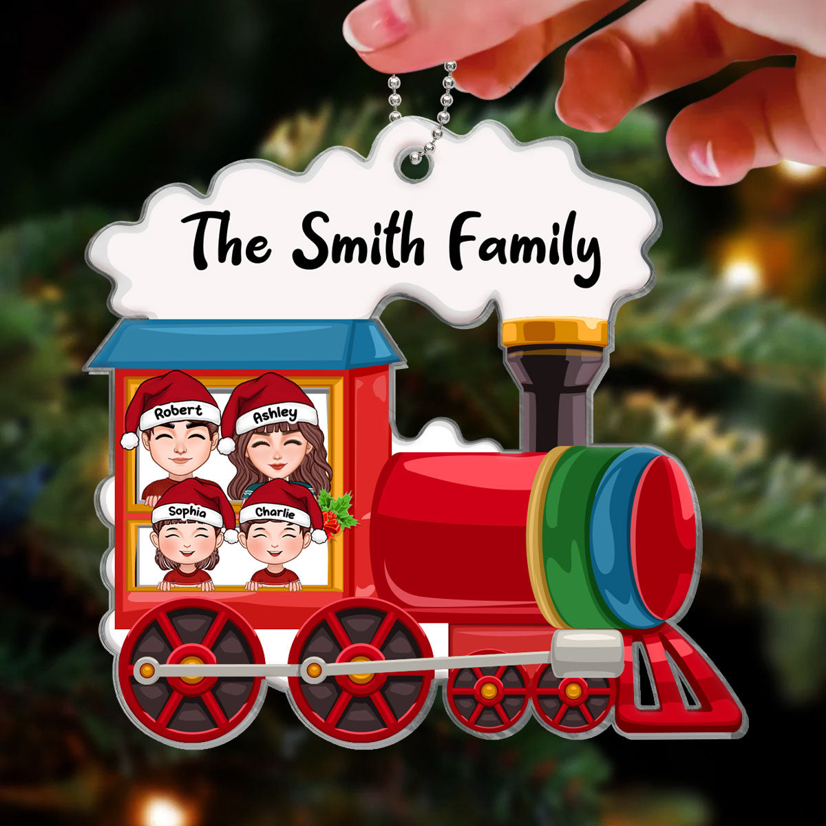 Christmas Family Train Personalized Acrylic Ornament For Family