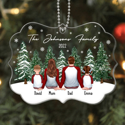 Pajamas Family Christmas Tree Background Personalized Acrylic Ornament