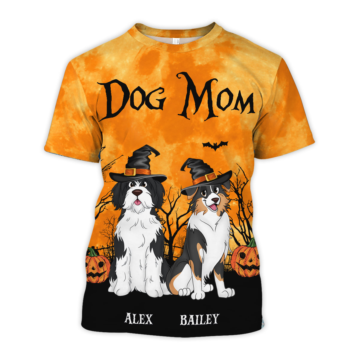 Dog Mom Halloween Moon Light Bat Tree - Personalized 3D Shirt