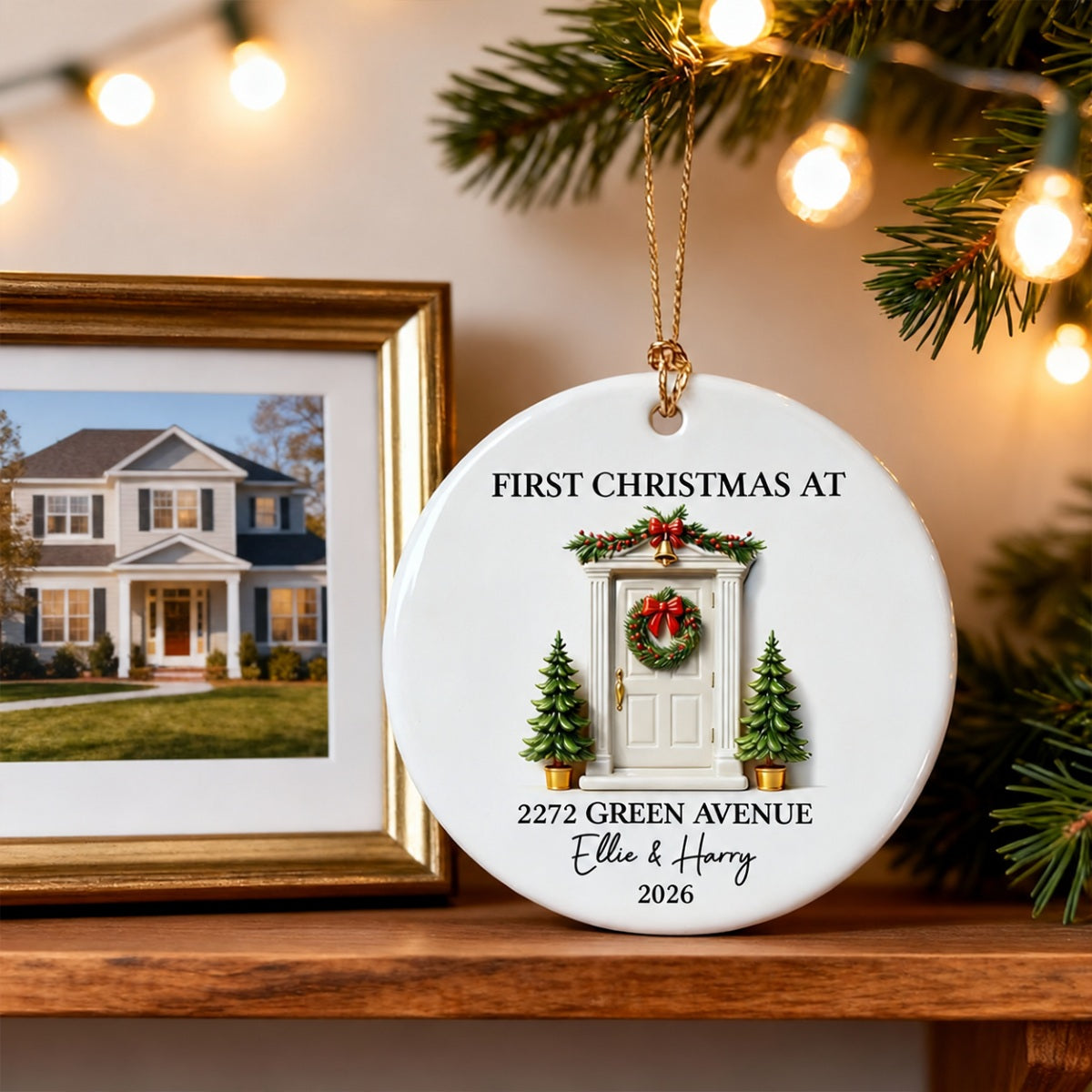 First Christmas New Home 3D Effect - Personalized Ceramic Ornament - New Home Decor