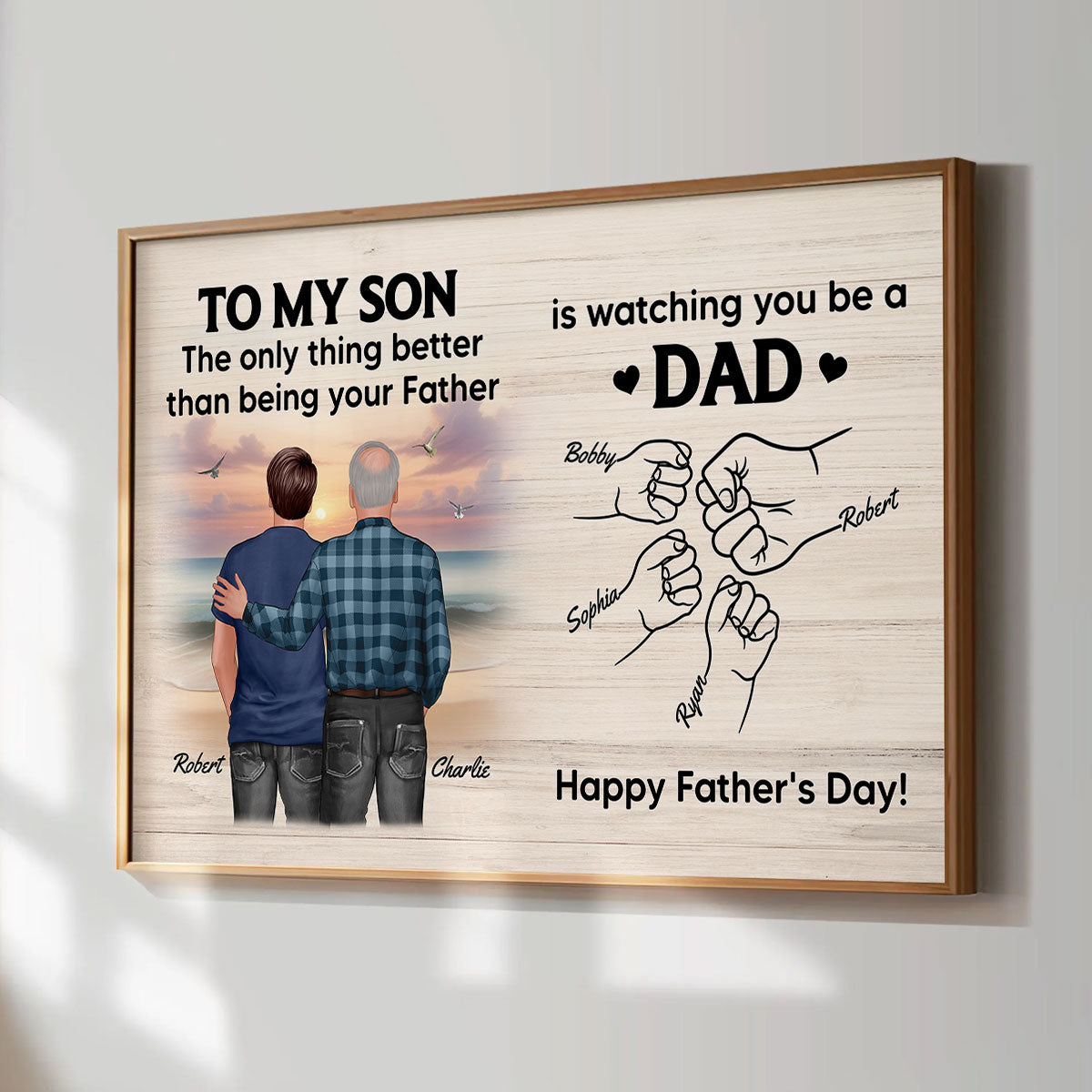 From Mom Dad To Son Watching You Be A Dad Beach Landscape Personalized Poster, Gift For Son