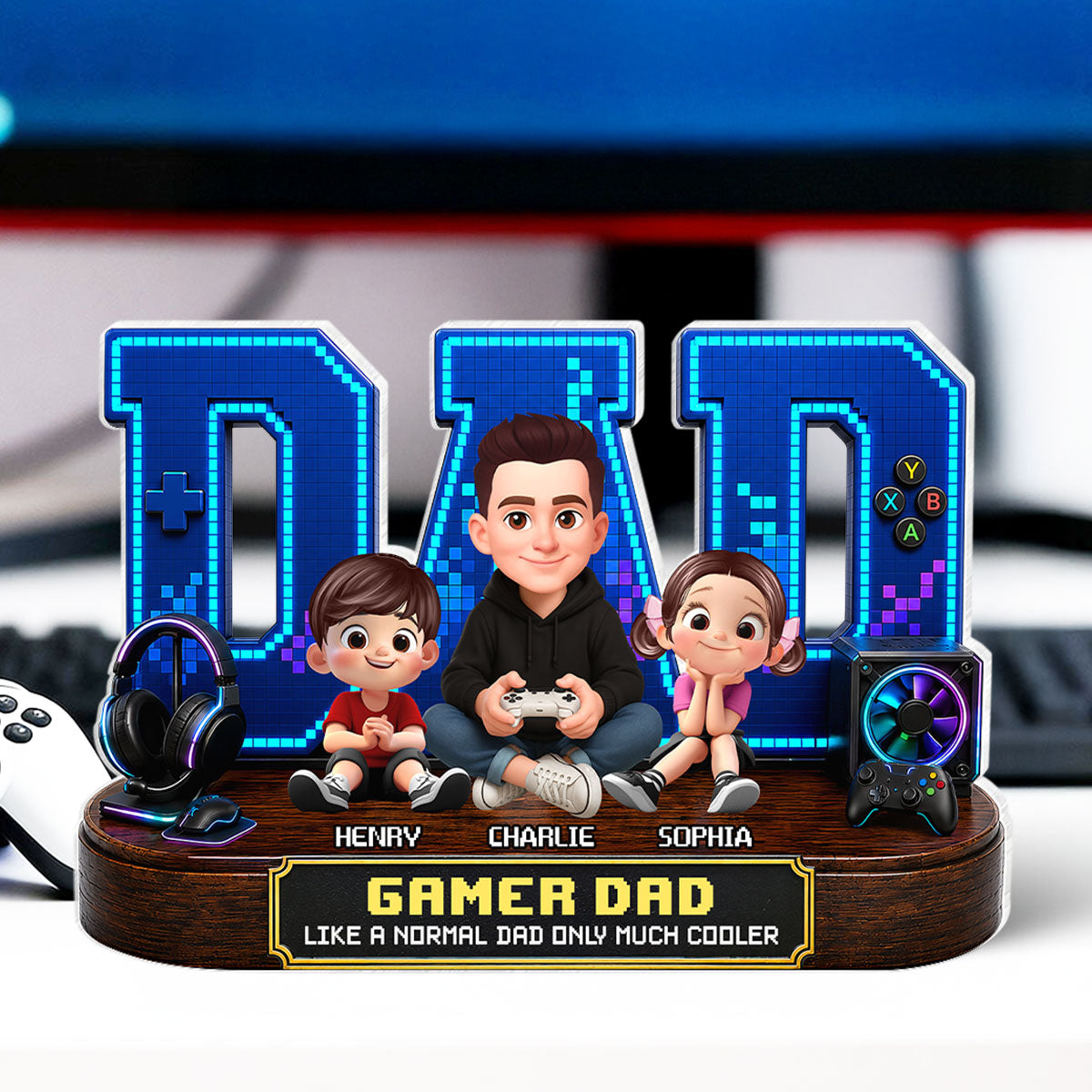 Gamer Dad Much Cooler - Personalized Acrylic Block Plaque - Father's Day Gift For Dad, Husband, Gamers