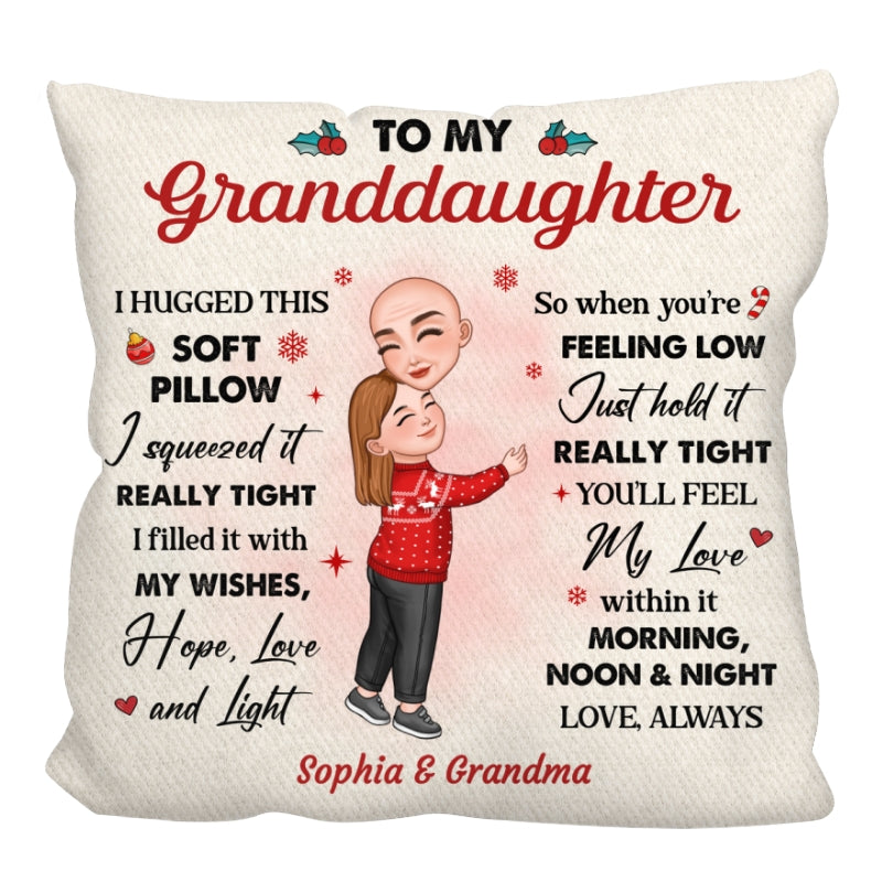 To My Granddaughter Grandson Grandma Hugging Personalized Pillow