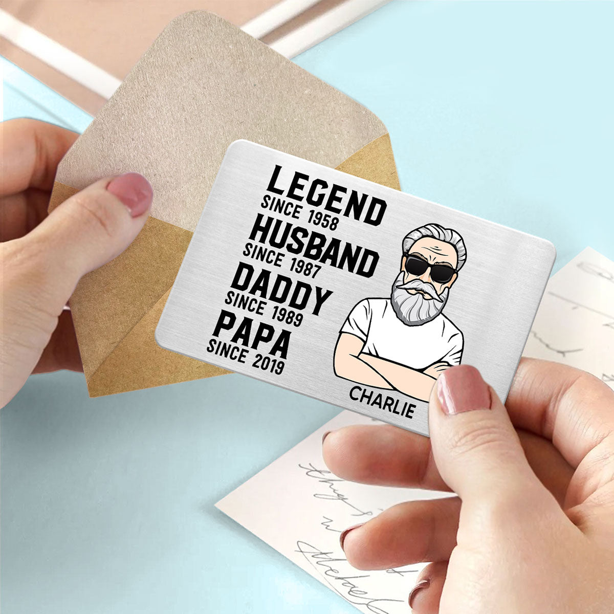 The Legend Grandpa Old Man Gift For Grandpa Personalized Metal Card