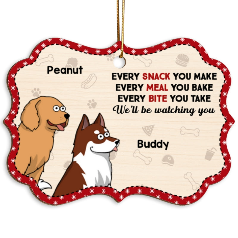 I‘ll Be Watching You Funny Dogs Cartoon Personalized Wooden Ornament