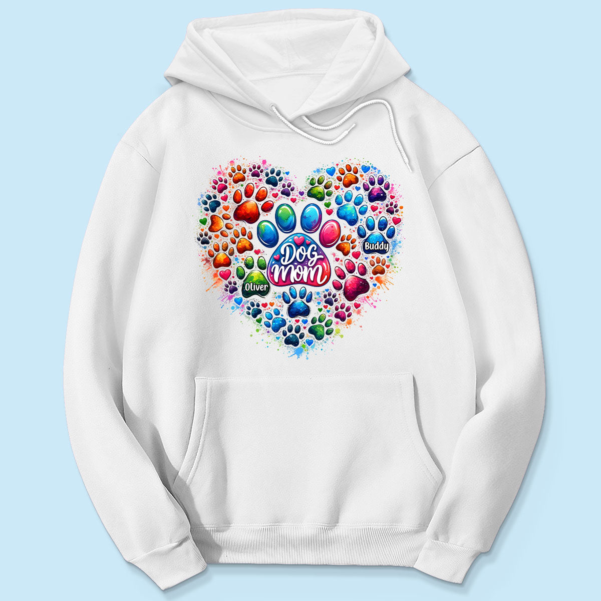 Colorful Heart Paw Personalized Shirt, Trendy Gift for Dog Moms