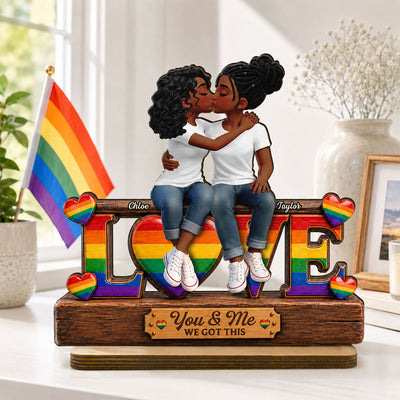 LGBT+ Couple Forever Love - Personalized 2-Layered Wooden Plaque - Gift For Couple, Happy Pride Month