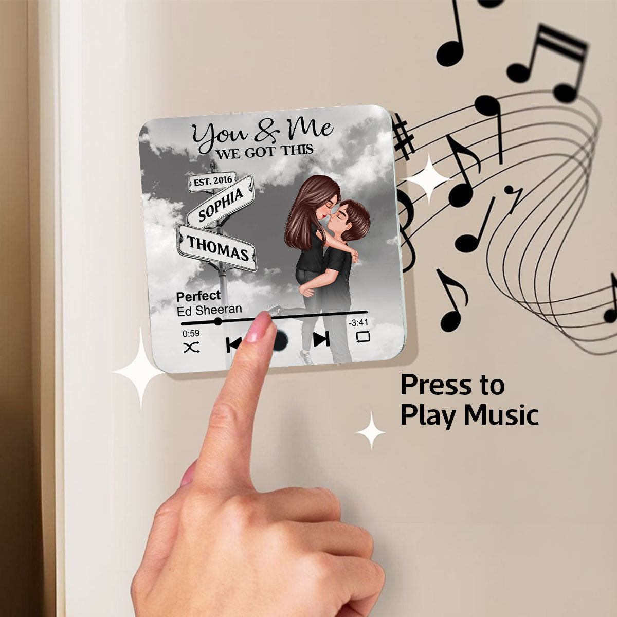 Always Beside You Couple Street Signs Personalized Music Fridge Magnet, Heartfelt Gift For Couple, For Him, For Her, Boyfriend, Girlfriend, Husband, Wife