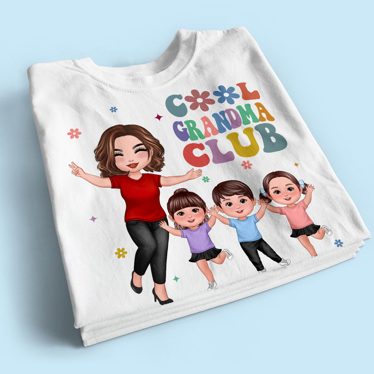 Cool Grandma Club Happy Doll Grandma Kids Personalized Shirt