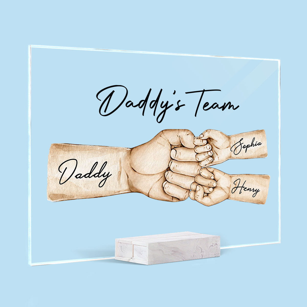 Daddy's Team Fist Bump Personalized Acrylic Plaque