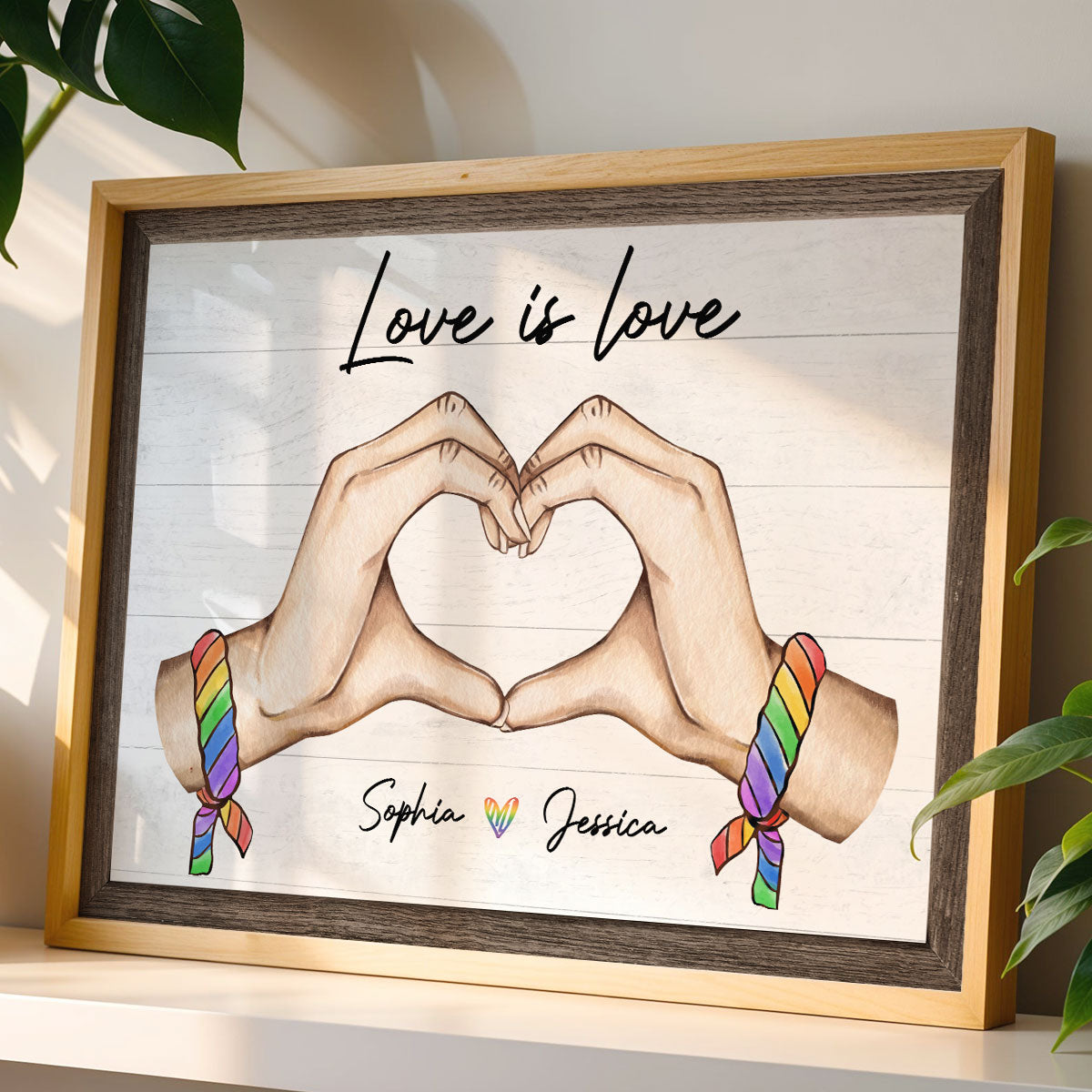 Pride Month LGBT Couple Heart Hands Personalized Poster, Gift For Couple