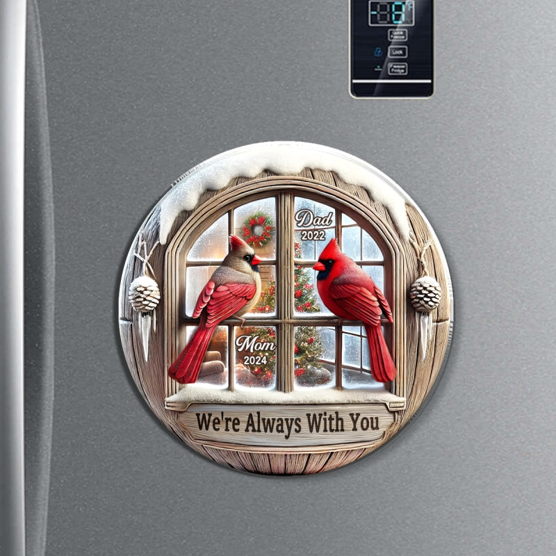 Memorial Cardinal Outside Window Remembrance Keepsake Sympathy Gift Personalized Acrylic Fridge Magnet