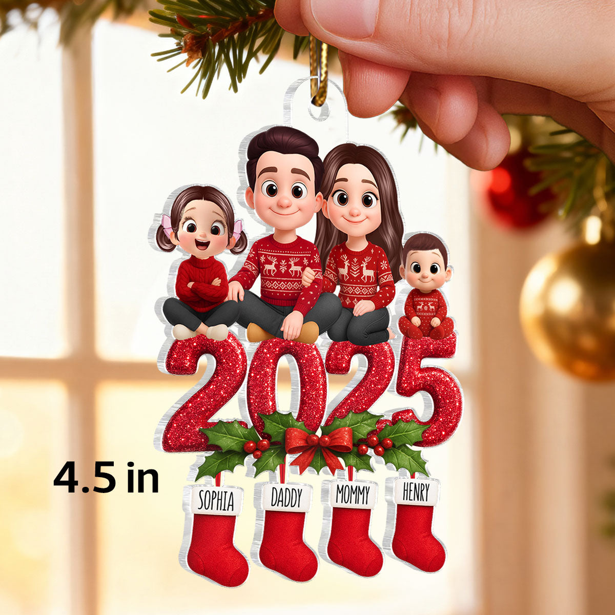 Our Family 2025 Keepsake - Personalized Acrylic Ornament - Christmas Decor for Family