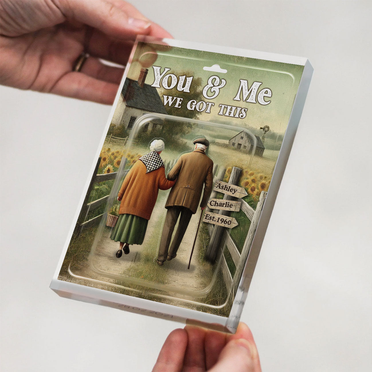 Eternal Love Couple Growing Old Together Toy Box Figures Style Personalized Acrylic Block Plaque