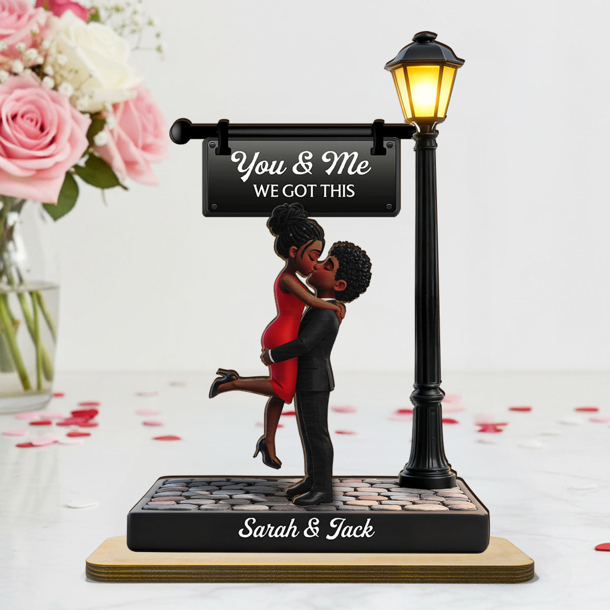 Eternal Love Love Under The Light - Personalized 2-Layered Wooden Plaque - Heartfelt Valentine's Day Gift For Couple, For Him, For Her