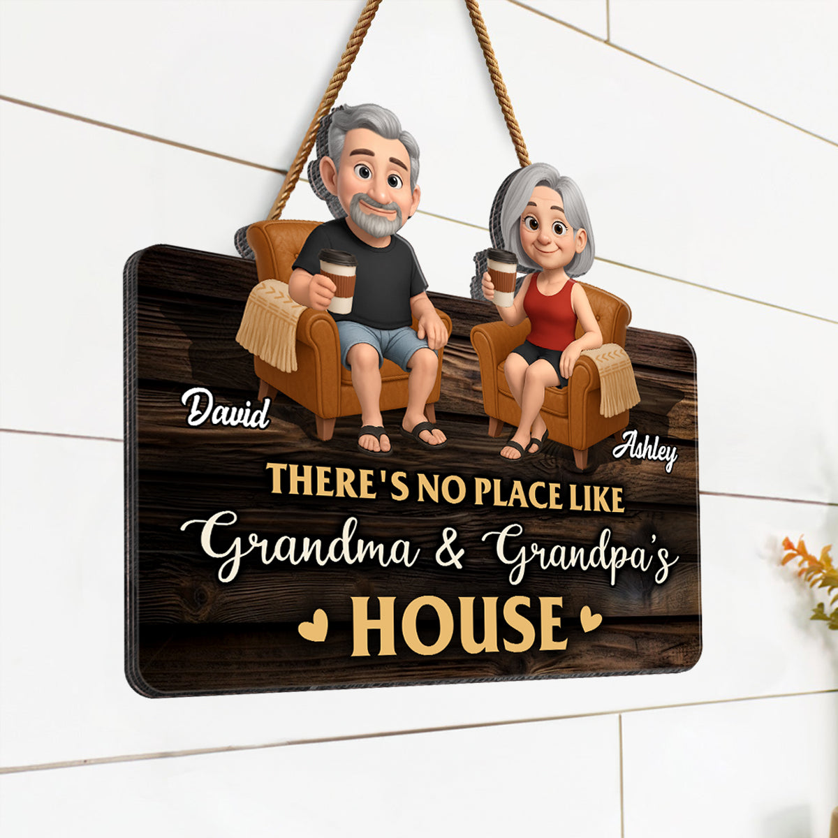 Welcome To Grandma Grandpa House Personalized Wood Sign - Trending Custom