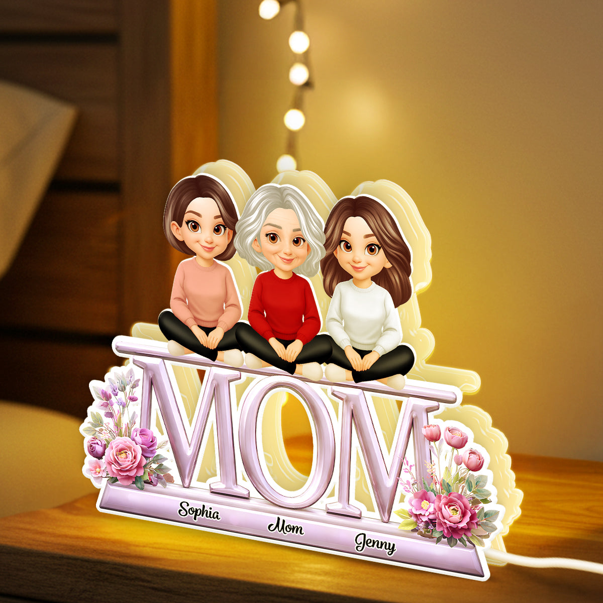 Lovely Mom And Kids - Personalized Light Box - Heartfelt Gift For Mom, Grandma