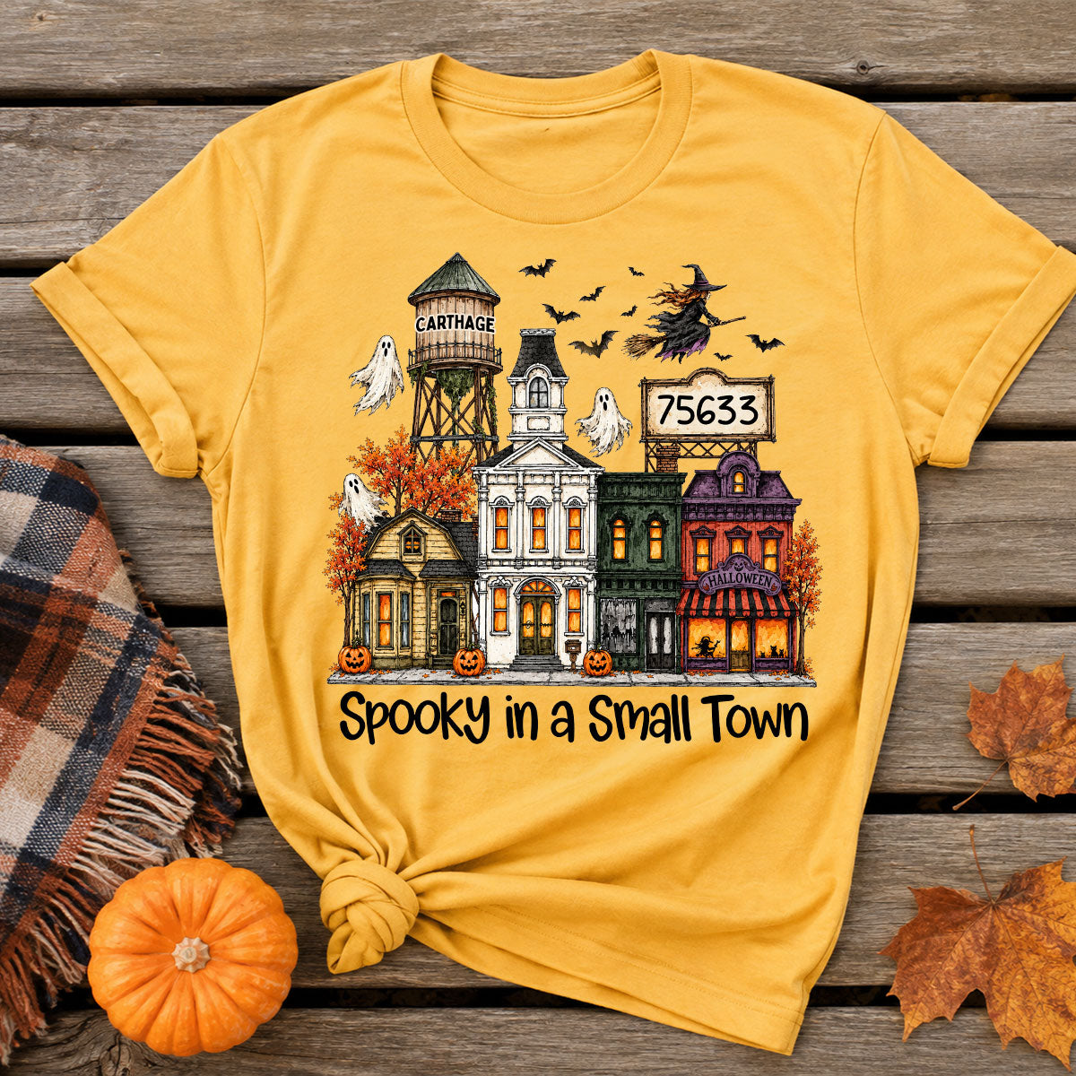 Custom Town Name & Zip Code Halloween Town - Personalized Shirt - Spooky Village Fall