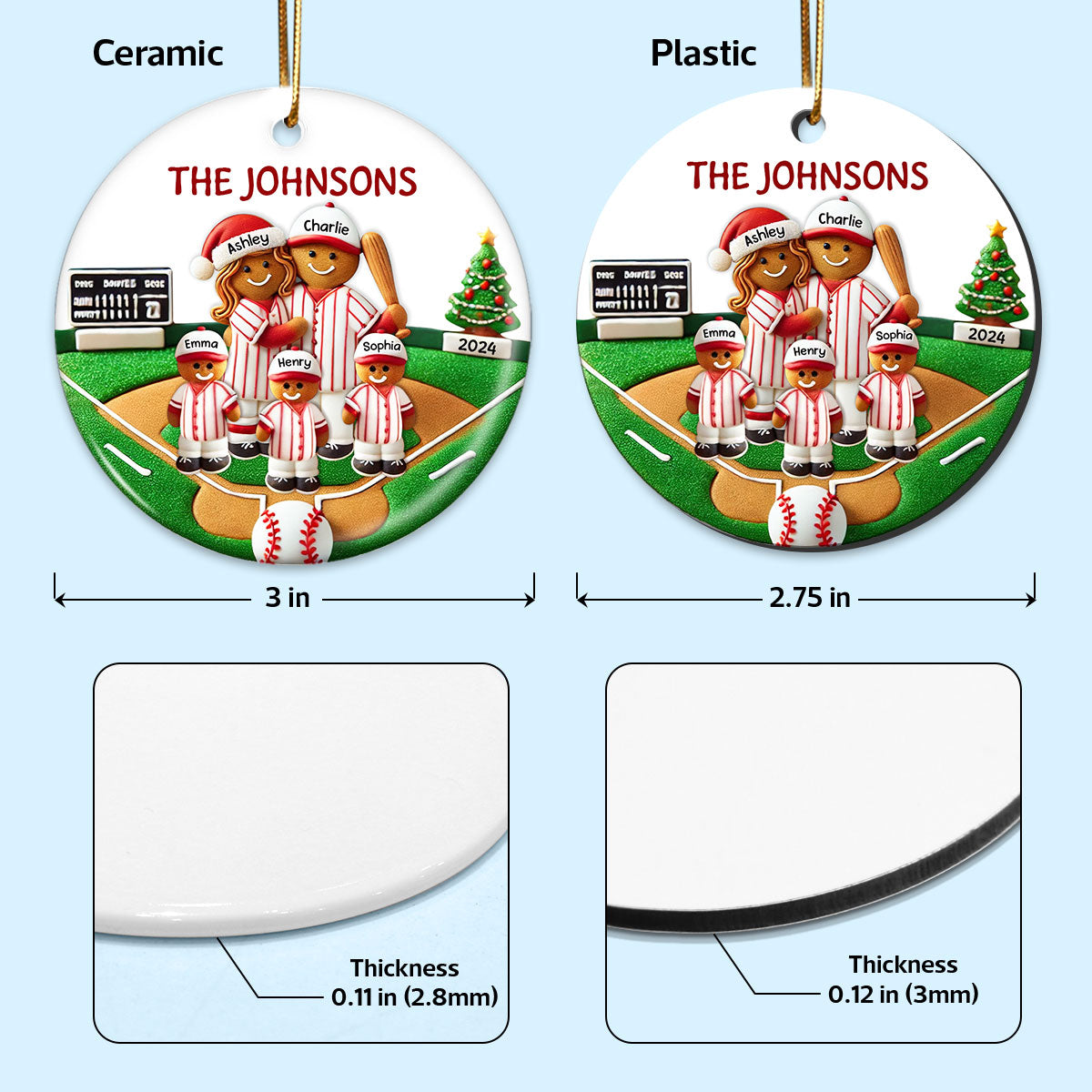 Baseball Family On The Field Sport Lover Personalized Ceramic Ornament