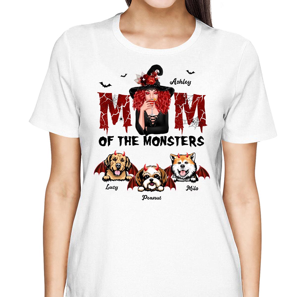 Mom Of The Monsters Dog Halloween Witch Personalized Shirt