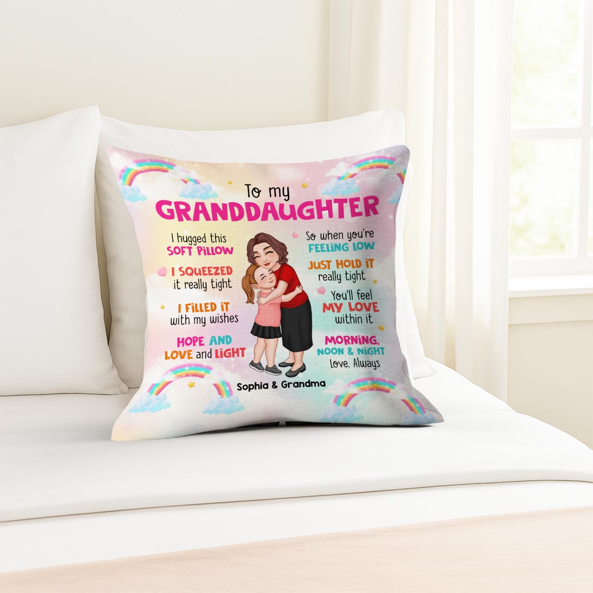 To My Granddaughter Grandson Personalized Pillow, Heartfelt Gift For Grandchildren From Grandma