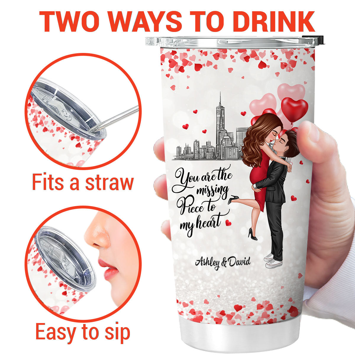 The Missing Piece To My Heart Couple Personalized Tumbler