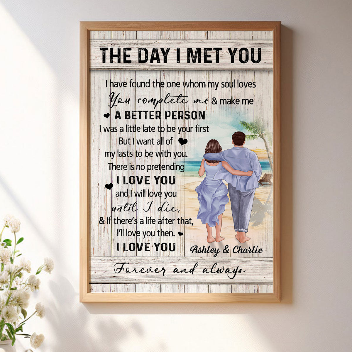 Couple Walking On The Beach Personalized Poster, Heartfelt Gift For Couple, For Him, For Her, Boyfriend, Girlfriend, Husband, Wife