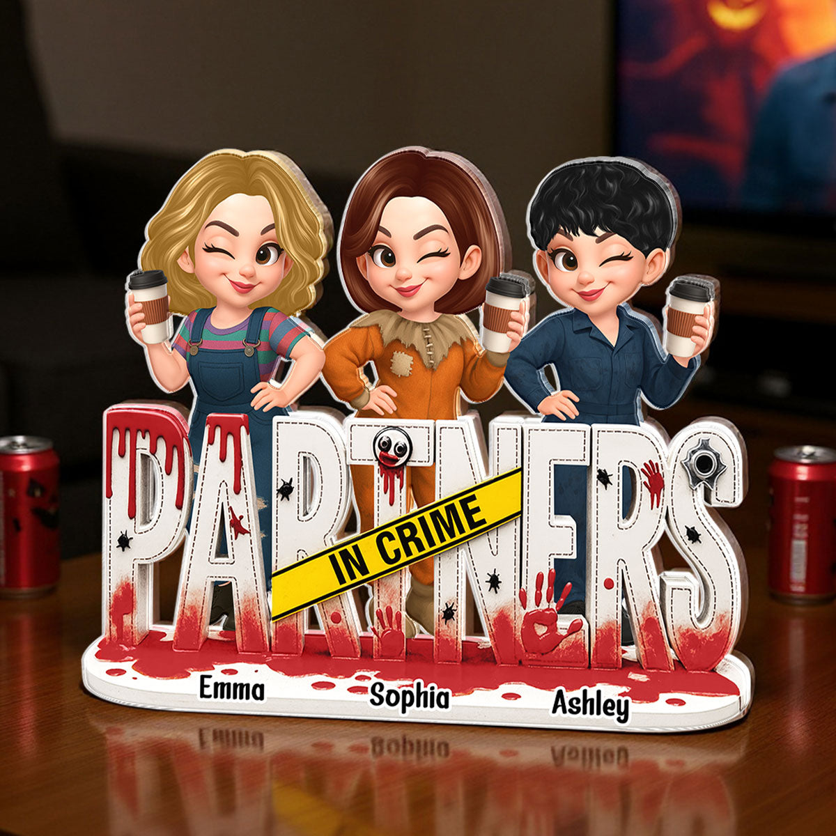 Partners In Crime Horror Halloween Besties Sisters Personalized Acrylic Block