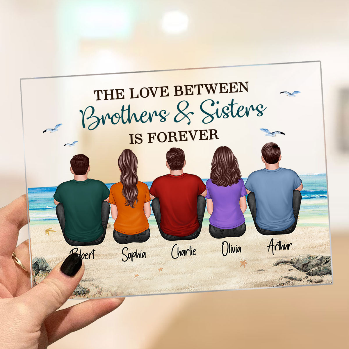 Brother Sisters Siblings Beach Landscape Personalized Acrylic Plaque