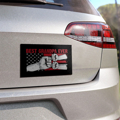 Grandpa Fist Bump Nation Flag Personalized Car Magnet, Gift For Grandpa