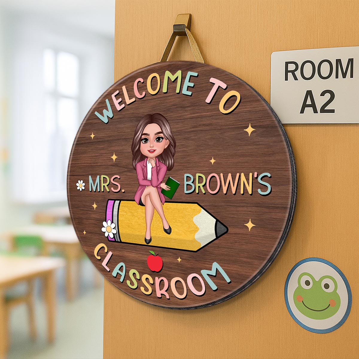 Welcome to Teacher's Classroom Personalized Classroom Sign, Custom Teacher Door Hanger, Back To School, Classroom Decor