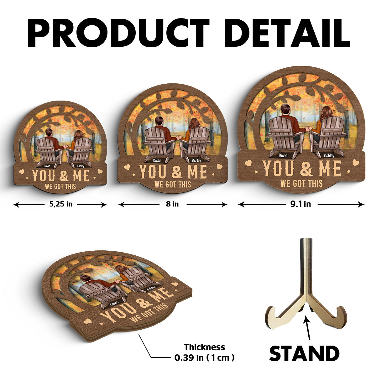 Couple Fall Season We Got This Sitting Back View Under Tree Personalized 2-Layer Wooden Plaque